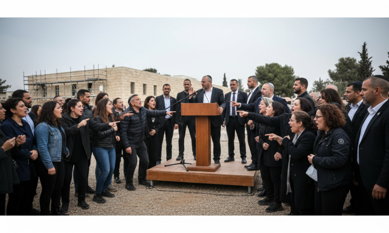 משפחות שכולות התעמתו עם השר סופר בקריית שאול במהלך נאומו