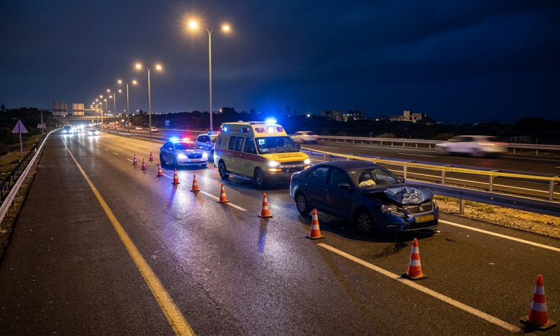 בן 30 נפצע קשה בתאונת דרכים סמוך לנמל קיסריה