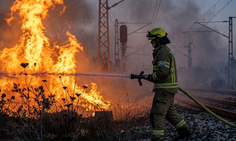 שריפה סמוך למסילה בבני ברק: תנועת הרכבות הופסקה