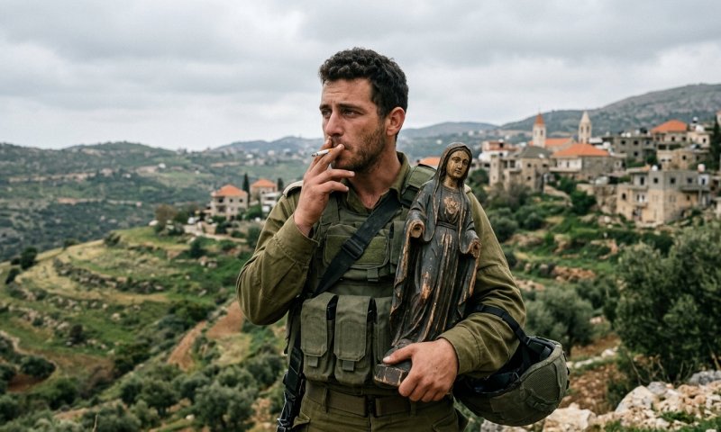 תיעוד חדש: חייל צה"ל הצמיד סיגריה לפסל מרים הבתולה בדרום לבנון