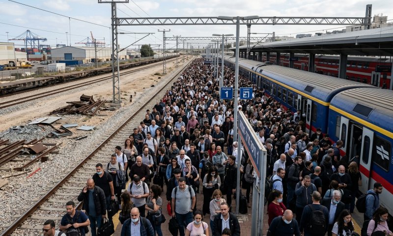 חלקי מתכת נפלו מקרון רכבת משא ועצרו את הרכבות בחיפה