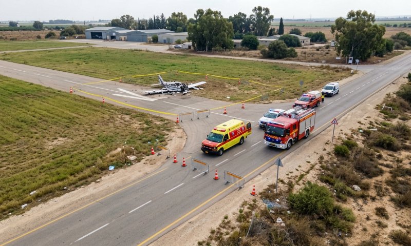 מטוס קל התרסק במנחת עין ורד: אש פרצה, שני נוסעים חולצו בהכרה
