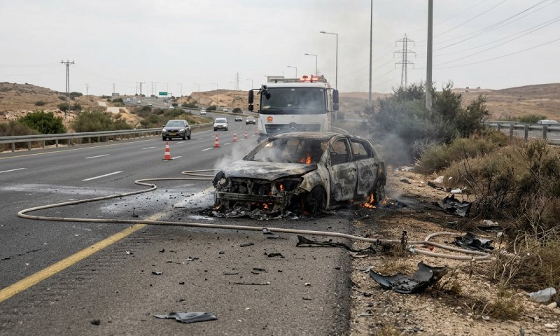 שני בני אדם נשרפו למוות ברכב בכביש 40 ליד באר שבע