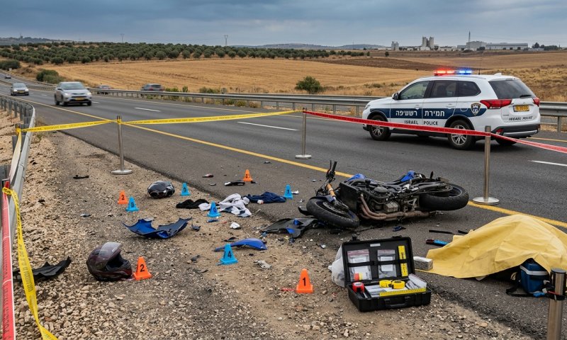 פגע וברח בכביש 6: דרס למוות רוכב אופנוע, הצית את רכבו ונעצר