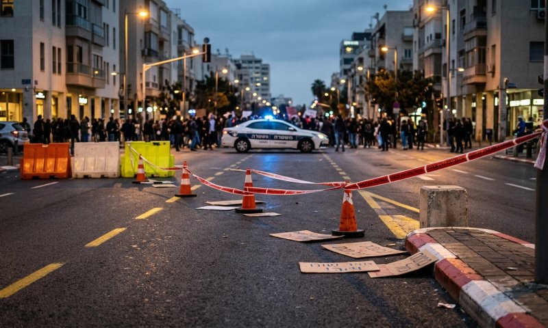 עימותים בתל אביב: המשטרה עצרה 9 מפגינים שחסמו את רחוב קפלן