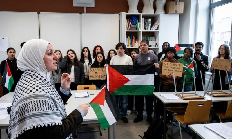 פעילים פרו-פלסטינים הפכו שיעור גיאוגרפיה בבלגיה למיצג אנטי-ישראלי