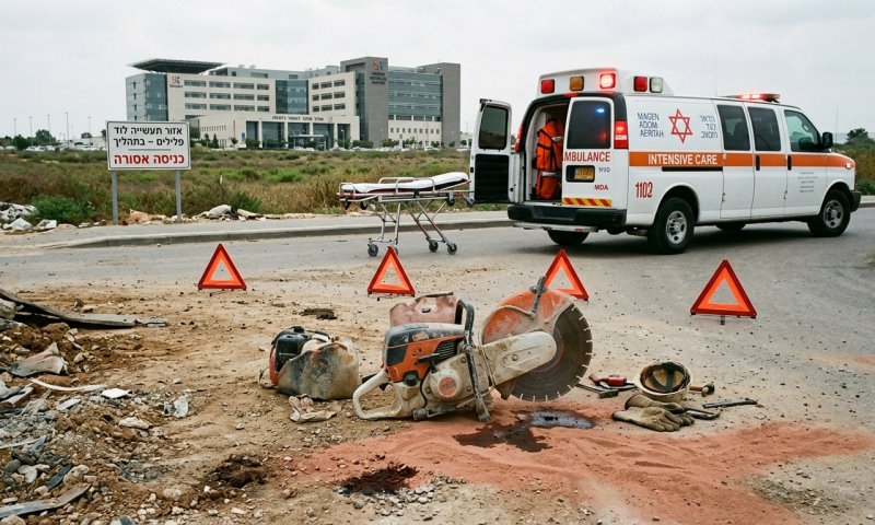 תאונת עבודה בלוד: פועל בן 32 נפצע קשה מפגיעת מסור