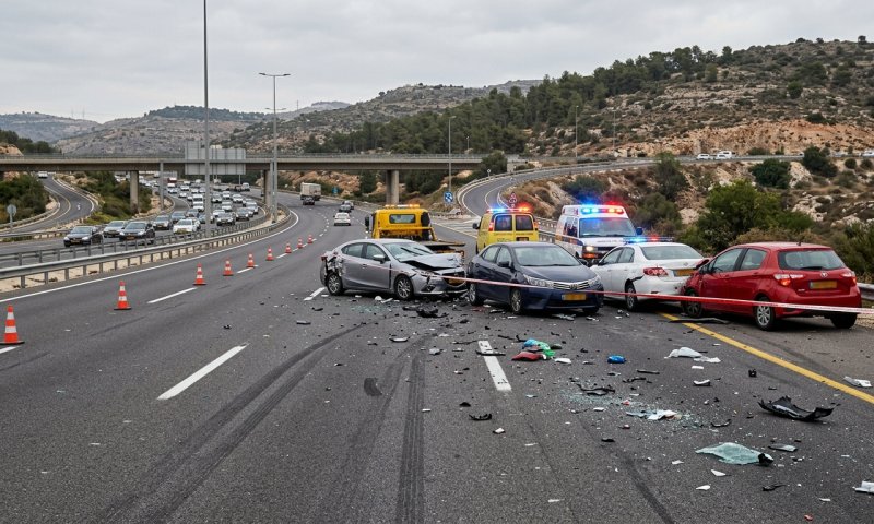 תאונת שרשרת במחלף שעריה: צעיר בן 18 נפצע קשה