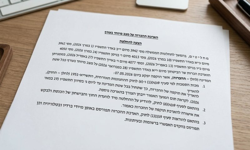 הממשלה הארכת מצב חירום בעורף עד מאי