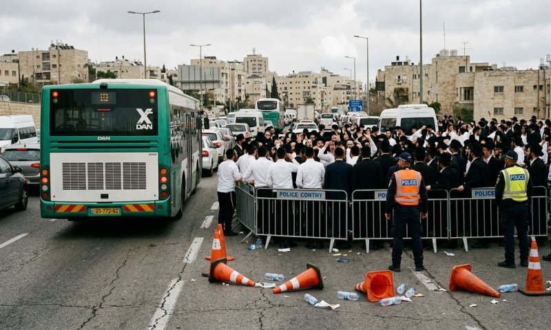 השוטר שבעט במפגין חרדי הושעה; המפכ"ל: נטפל בחומרה