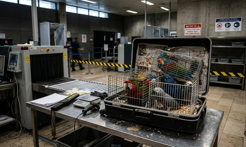 צעיר ישראלי נתפס בנתב"ג עם 20 תוכים נדירים במזוודה