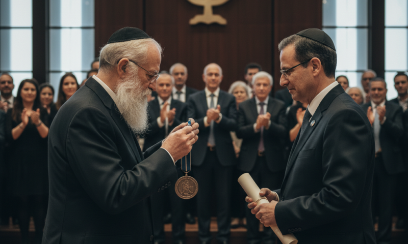 רב אברהם זרביב קיבל את מדליית הכנסת מידי יו"ר הכנסת