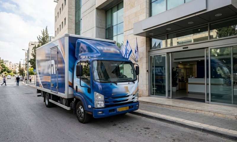 מפלגת ישר של איזנקוט הציבה משאית ממותגת מחוץ לאולפן "הפטריוטים"