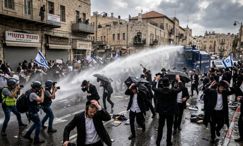 כתב "כאן חדשות" נפגע מזרנוק מכת"זית בפינוי הפגנת הפלג הירושלמי