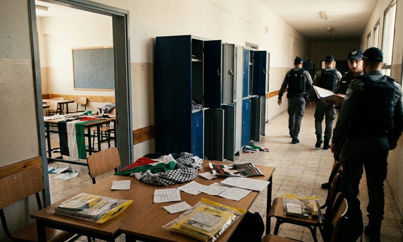 המשטרה פשטה על בית ספר במזרח ירושלים ותפסה חומרי הסתה ודגלים