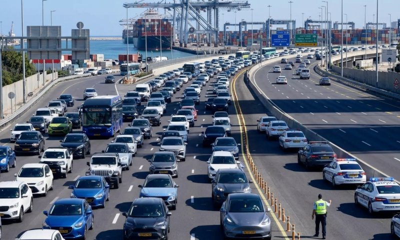 המשטרה חסמה את כניסות נמל תל אביב לרכבים בגלל עומס חריג
