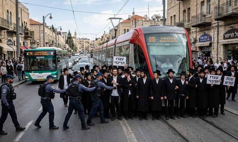 חרדים קיצוניים חסמו את הרכבת הקלה בירושלים