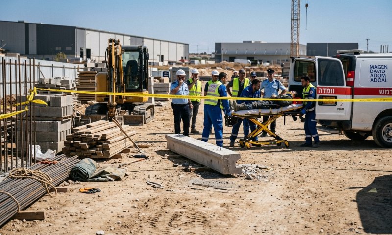 פועל נפצע בינוני בשוהם: חפץ כבד פגע בו בגבו באזור התעשייה
