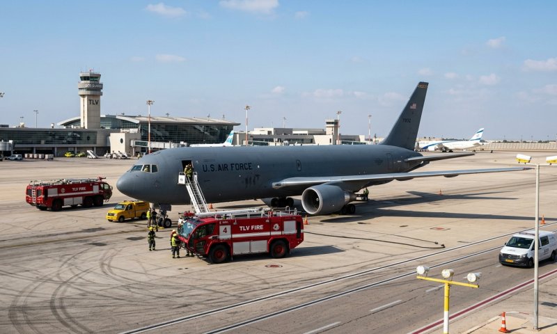 מטוס תדלוק אמריקני נחת חירום בבן-גוריון אחרי תקלה הידראולית