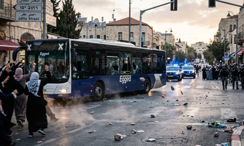 מפגינים חרדים חסמו את הכניסה לירושלים ורגמו אוטובוס באבנים