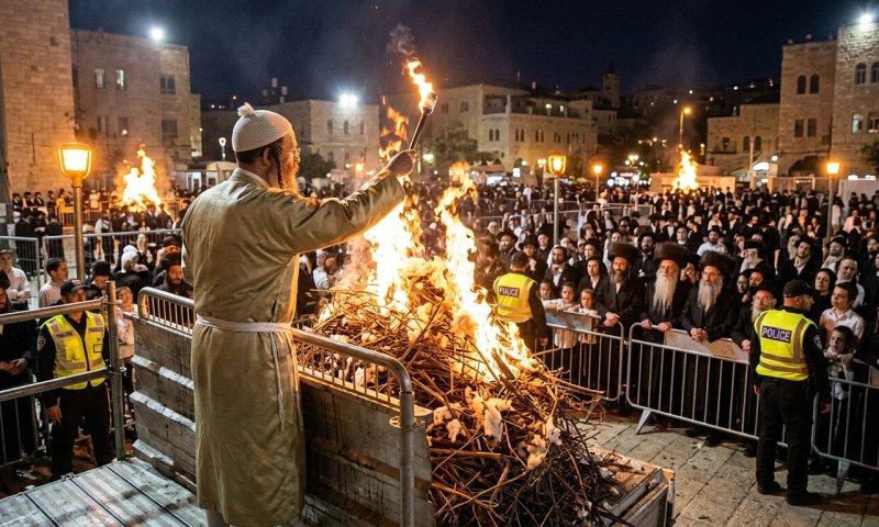 אלפים בירושלים: ר' מיילך בידרמן הדליק את מדורת לג בעומר
