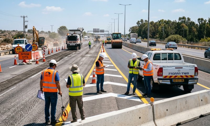 ביקורת פתע בכביש 4: מנכ"ל משרד התחבורה הגיע לבחון את העבודות