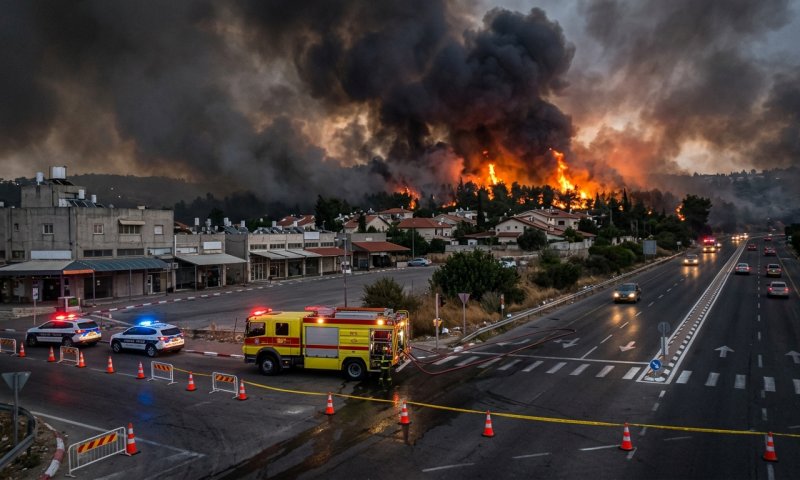 שריפת ענק ליד "ביג" בירכא: האש מתקרבת לבתי מגורים