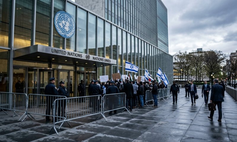 30 ראשי רשויות ישראלים הפגינו מול האו"ם: "מוחקים את ההבדל בין ישראל לחמאס"