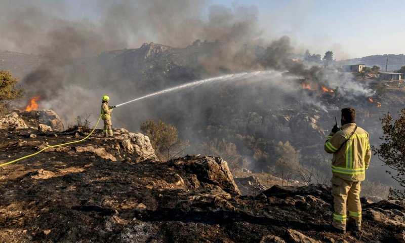 שריפה ליד יצהר: שלושה מוקדי אש וחשד להצתה מכוונת