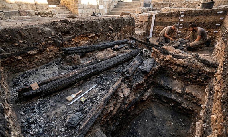עדות לחורבן: נחשפו קורות עץ מתקופת הבית הראשון בעיר דוד