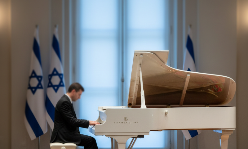 שורד השבי אלון אהל מנגן בבית הנשיא