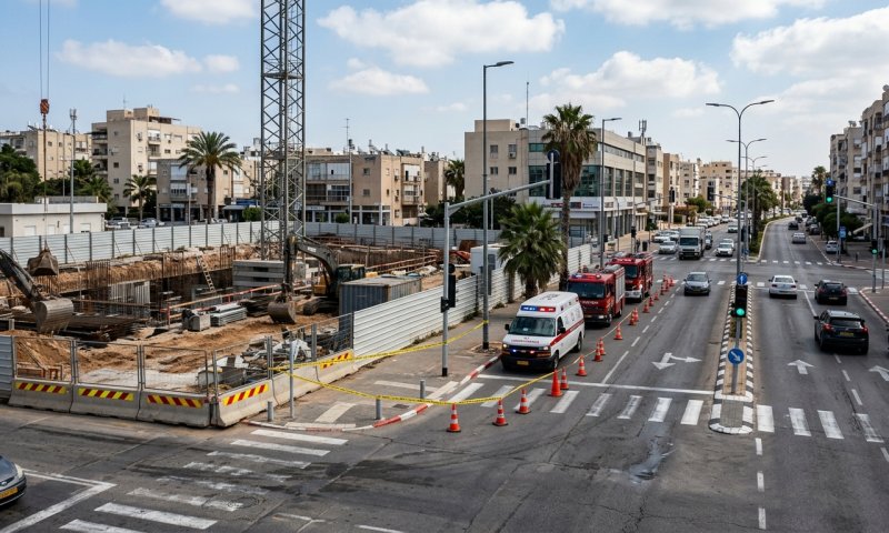 הרצליה: פועל נפל מגובה חמישה מטרים ונפצע קשה