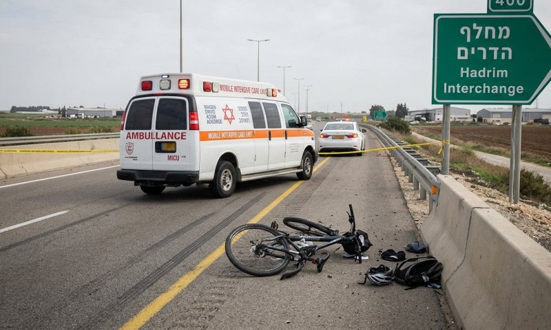 רוכב אופניים בן כ-50 נהרג מפגיעת רכב בכביש 4 בשרון