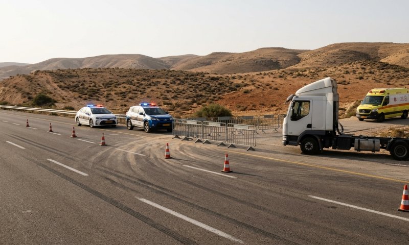 נהג משאית ניסה לפגוע בניידת ליד מעלה אדומים - השוטרים ירו בגלגליו