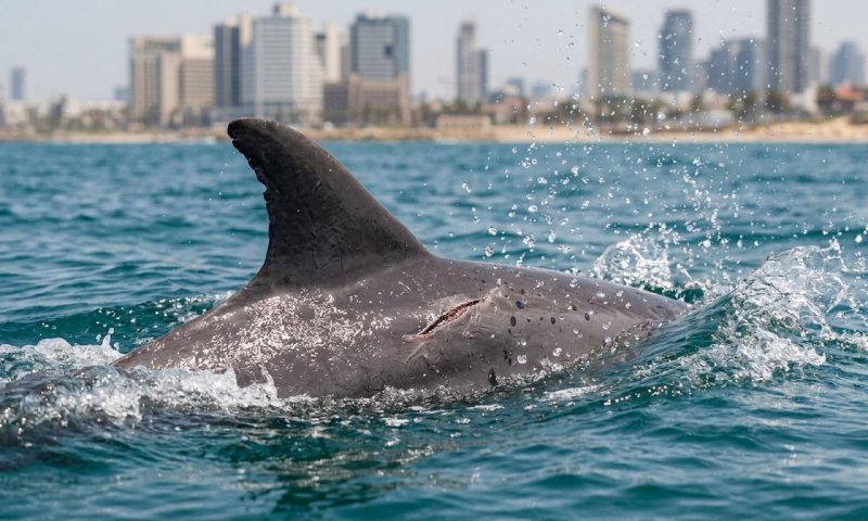 דולפין פצוע נפלט לחוף בתל אביב - אזרחים החזירו אותו למים