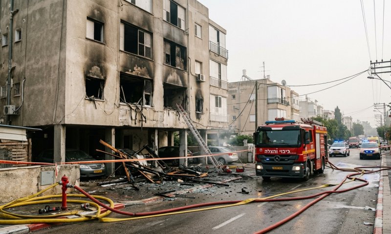 שריפה בבניין מגורים בקריית אתא: 12 נפגעו משאיפת עשן