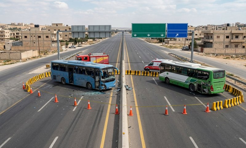 אסון בסוריה: 35 הרוגים בהתנגשות חזיתית בין שני אוטובוסים