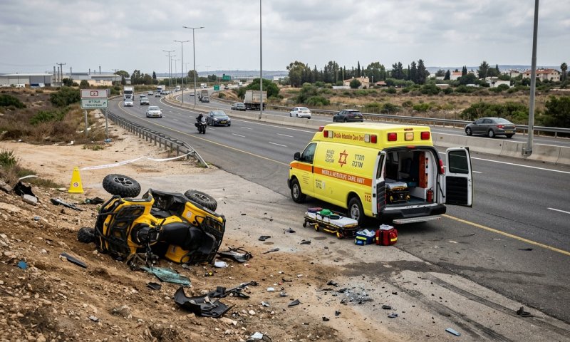 גבר כבן 30 נפצע קשה בהתהפכות טרקטורון ליד מחלף קיסריה