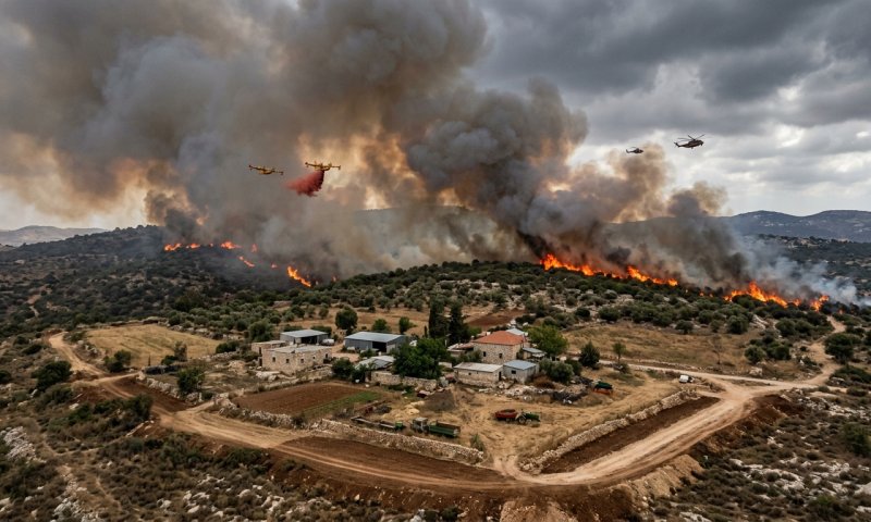 שריפת חורש משתוללת בצפון השומרון: 4 מטוסי כיבוי הוזנקו