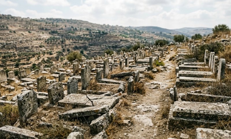 חשד: מטיילים ישראלים השחיתו בית קברות פלסטיני בשומרון