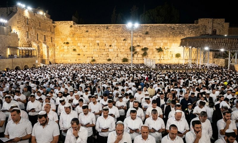פתיחת עונת הסליחות: עשרות אלפים הגיעו הלילה לכותל