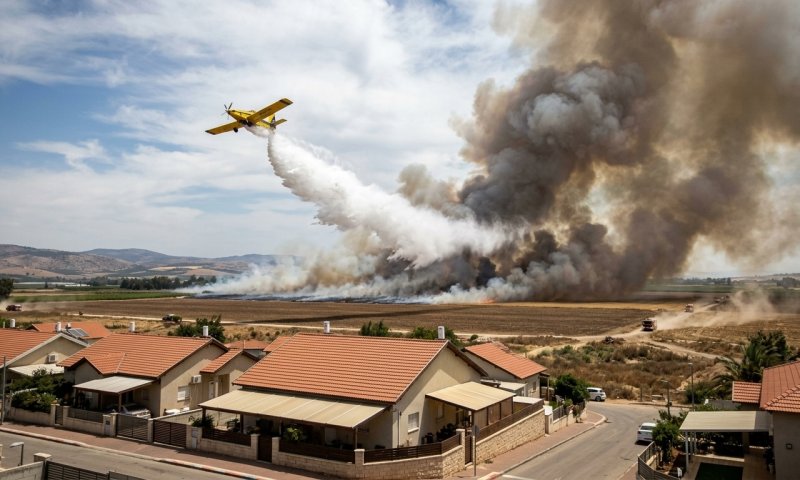 שריפה פרצה ליד בתים בבית שאן: 6 צוותים ומטוסים הוזנקו לזירה