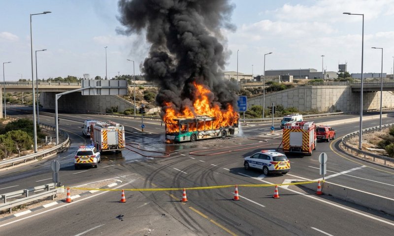 בסיס משמר הנגב: אוטובוס עלה באש ותחמושת החלה להתפוצץ