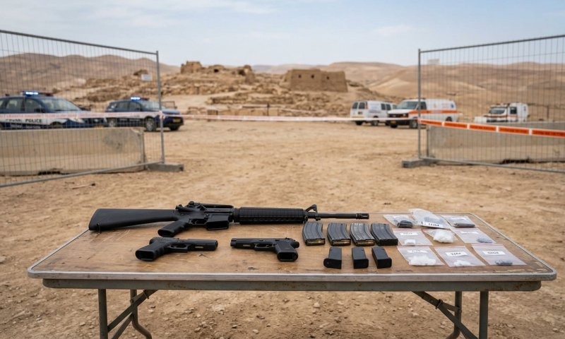 תל שבע: המשטרה עצרה שתי נשים עם M16, אקדחים וחצי קילו סמים