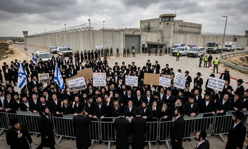 תקדים בחסידות גור: כ-10,000 יפגינו מול הכלא הצבאי בבית ליד