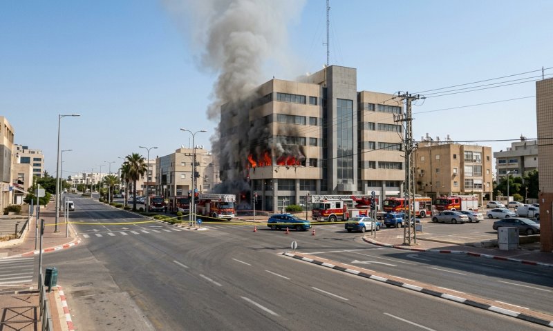אשדוד: שריפה פרצה בבניין משרדים בן 10 קומות, אין נפגעים