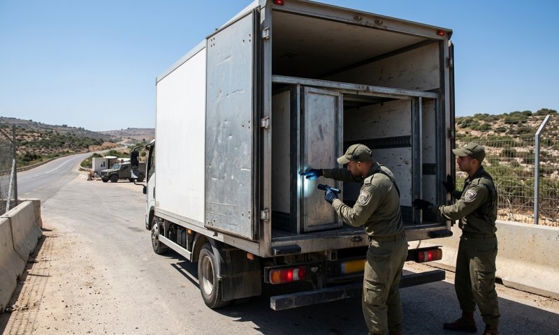 8 פלסטינים נתפסו מוסלקים בדופן כפולה של משאית במעבר רנטיס