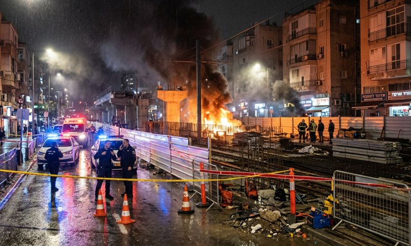 שריפה חשודה באתר הרכבת הקלה בבר אילן - ייתכן הצתה מכוונת