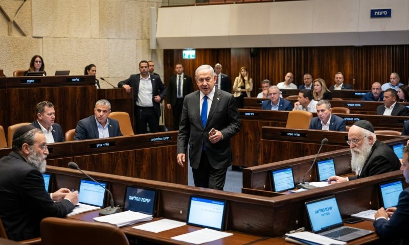 במאמץ למנוע מבוכה: נתניהו הגיע למליאה להציל את חוק לימוד תורה