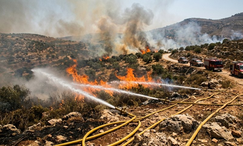 שריפת ענק סמוך לחברון: צוותים ומטוסי כיבוי נאבקים באש